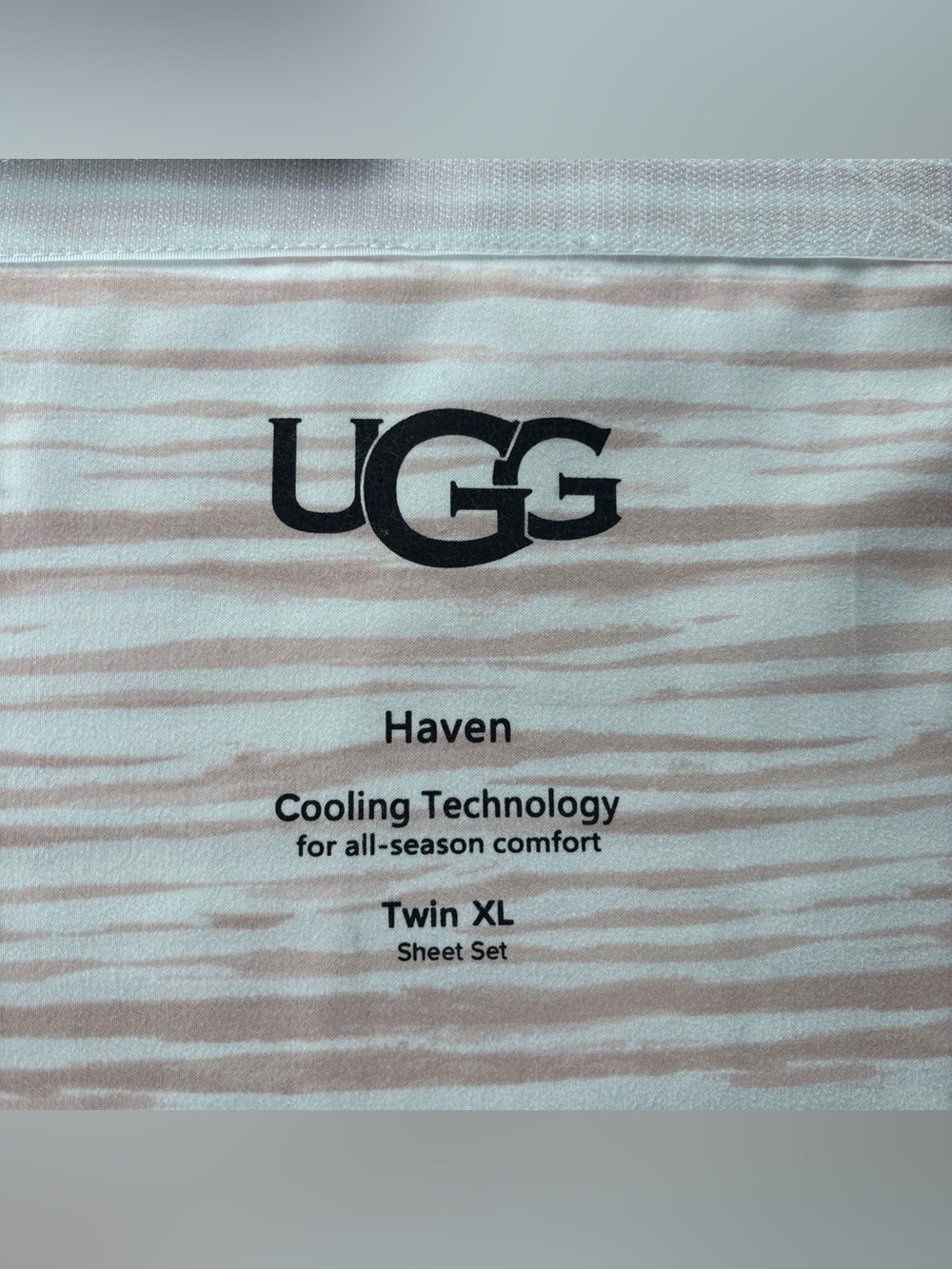 Have UGG Haven Twin XL Sheet Set in White and Light Pink Stripe